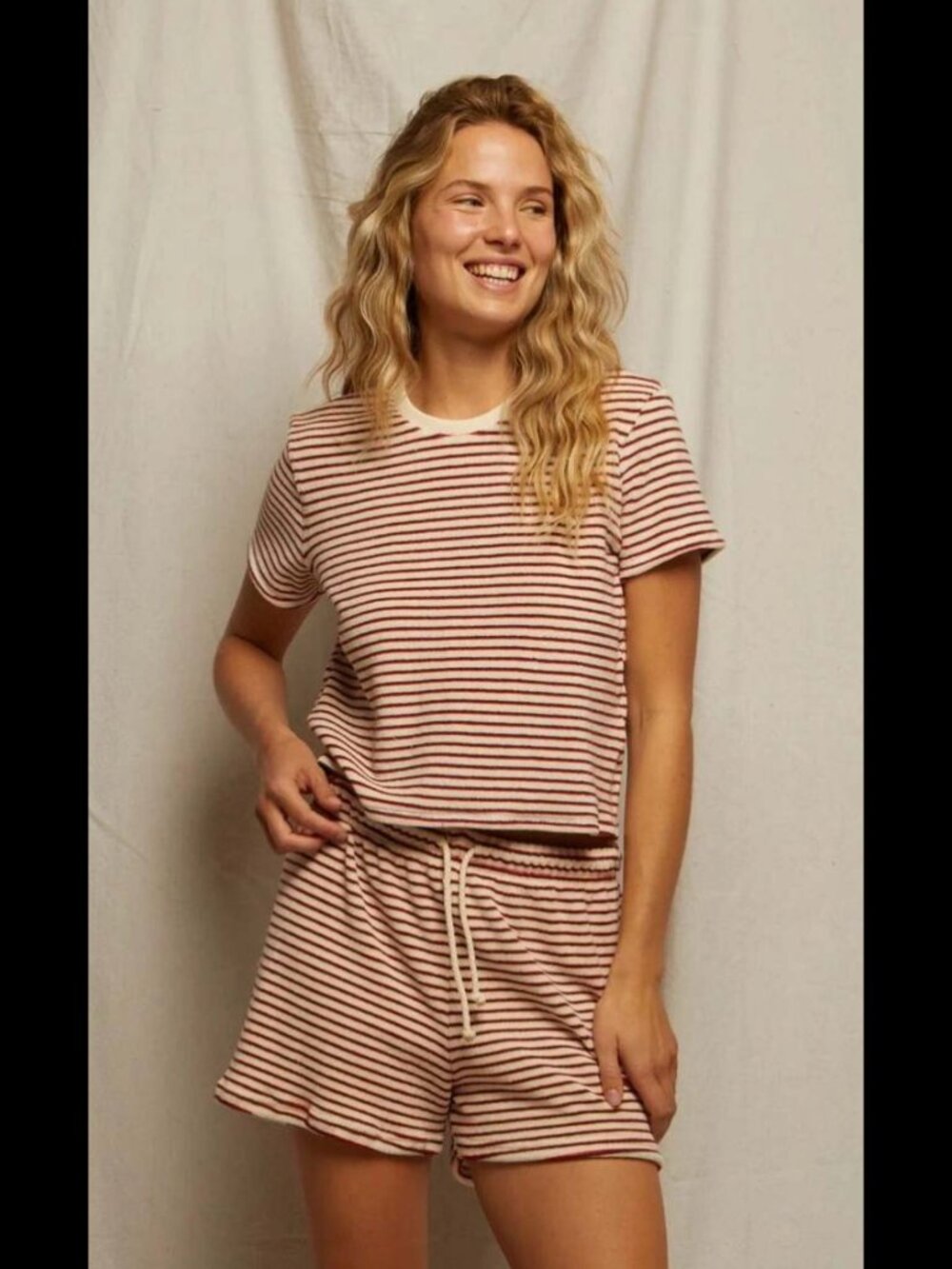 Like New PerfectWhiteTee Striped Terry Cloth Set Size M!
